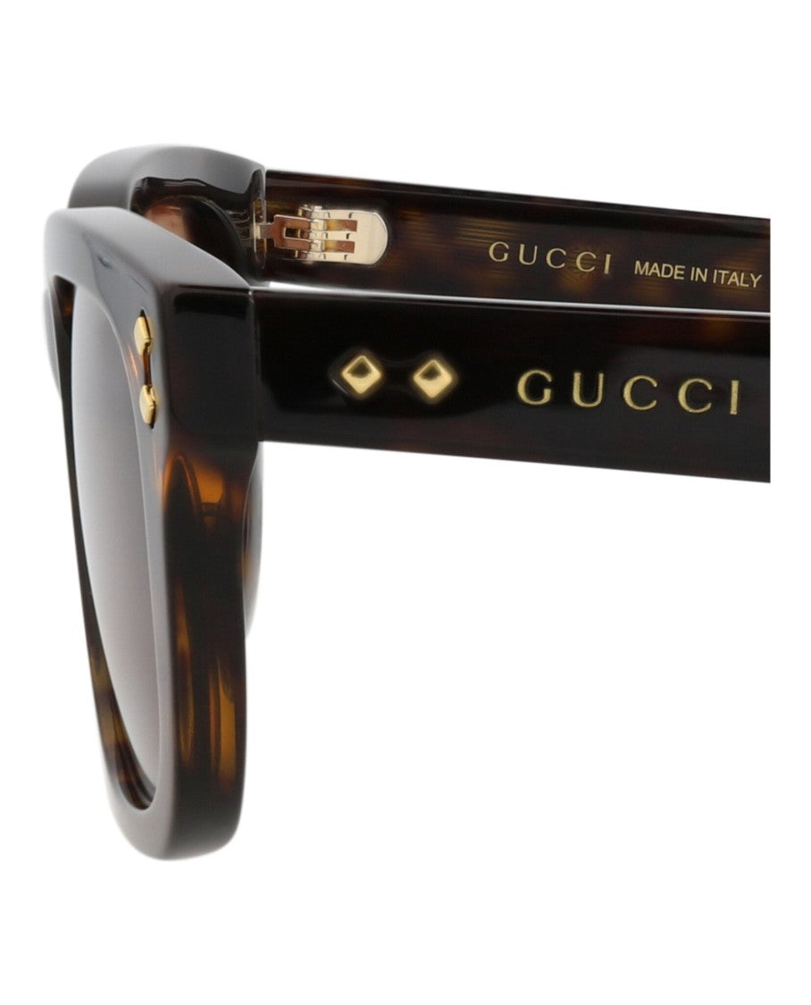 Gucci Square-Frame Recycled Acetate Sunglasses With Gold Accents
