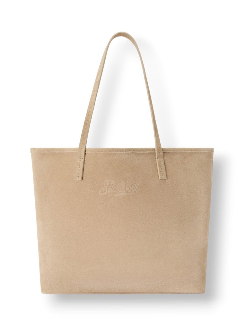 Mc2 Saint Barth Beige Suede City Crossbody Bag