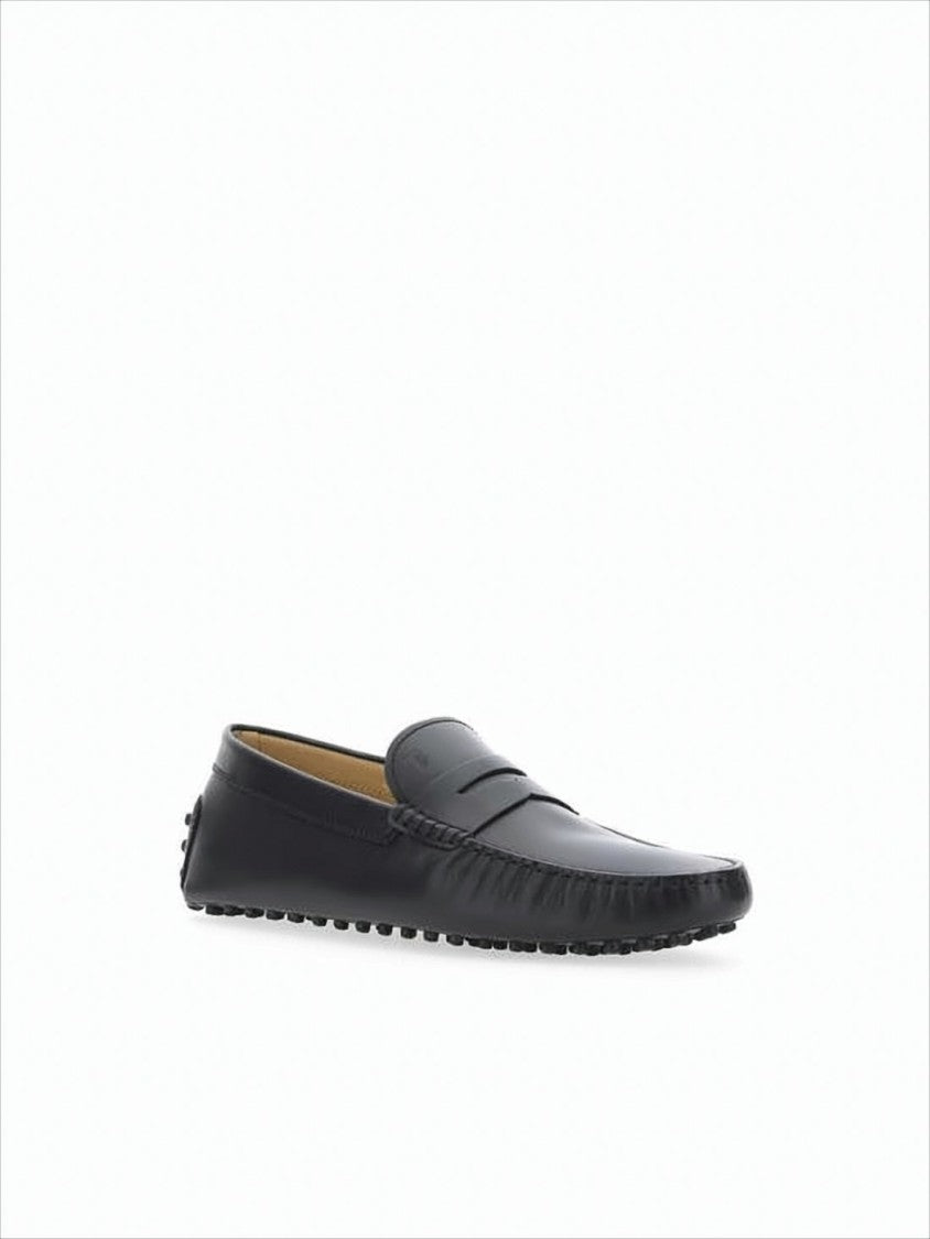 Tod's Refined Black Leather Loafers With Penny Strap And Moccasin Stitching