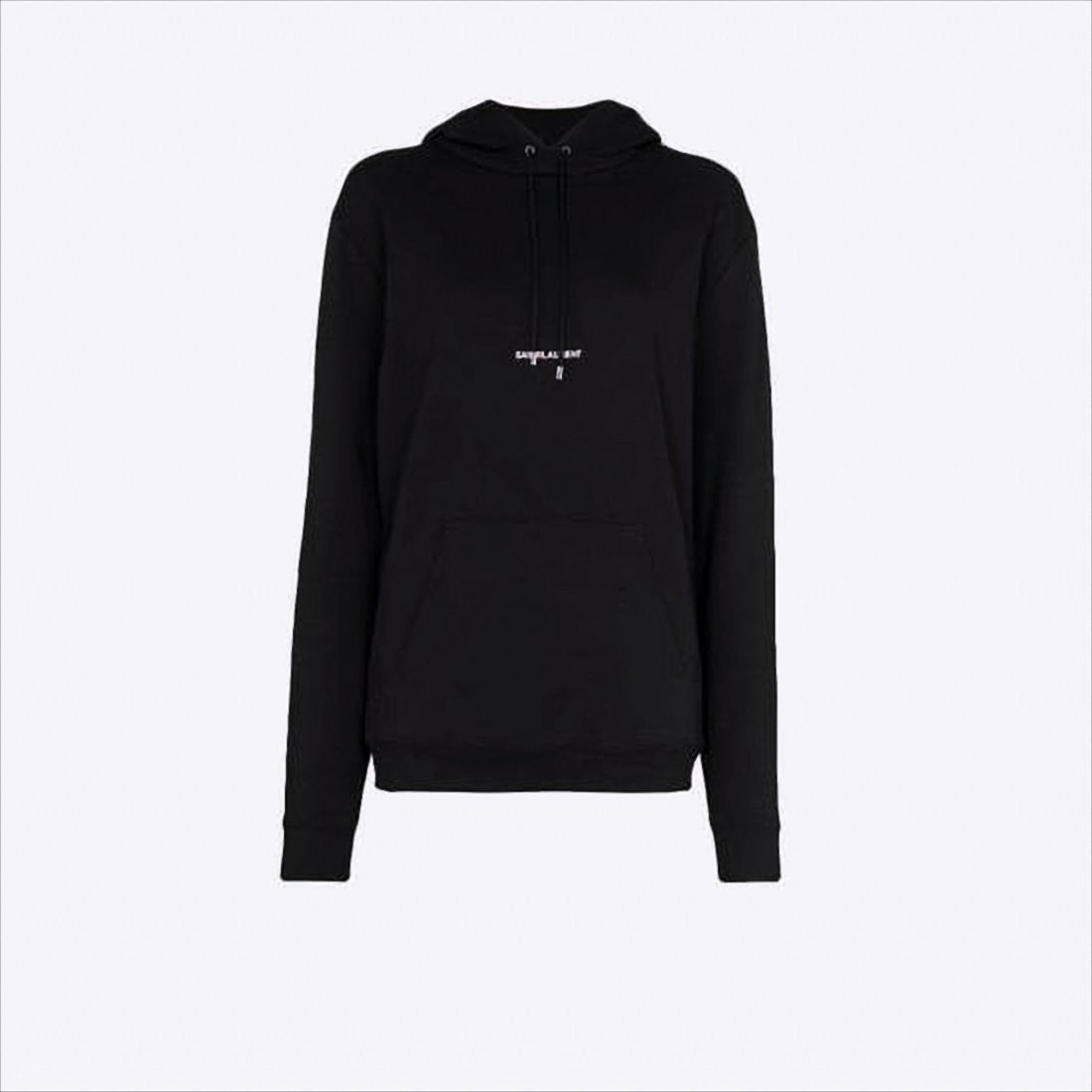 Saint Laurent Black Cotton Hoodie With Adjustable Drawstring