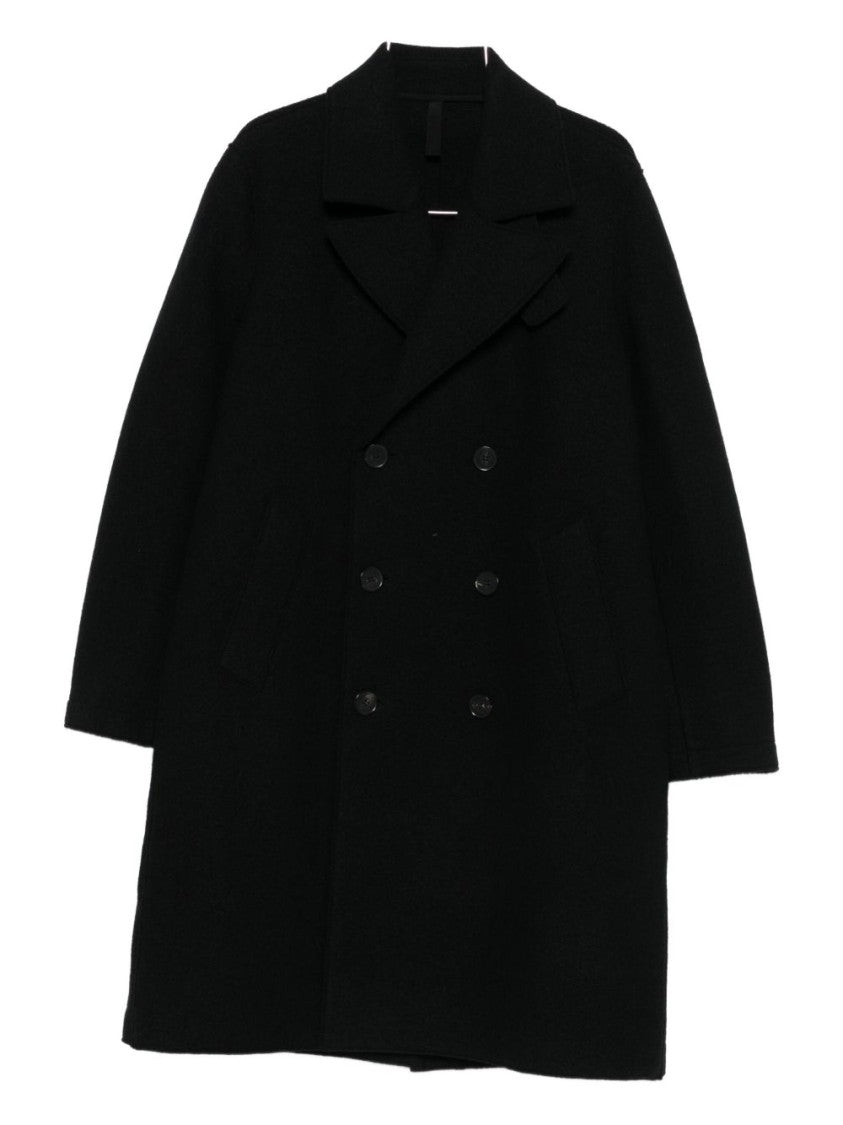 Harris Wharf London Tailored Double-Breasted Giacconi Nero Coat