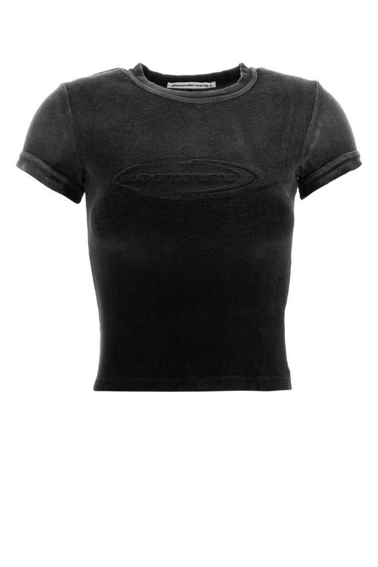 T By Alexander Wang Black Stretch Terry Fabric T-Shirt
