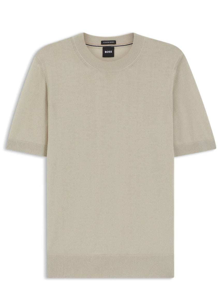 Boss Virgin Wool Knitted Crew Neck Sweater