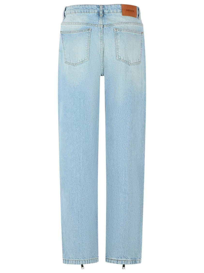 Rotate Light Blue High-Waist Straight-Leg Jeans