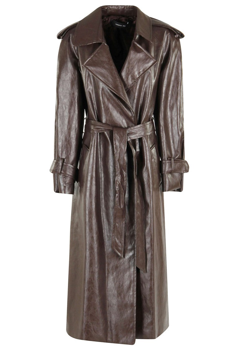 Federica Tosi Eco Leather Trench Coat With Finish