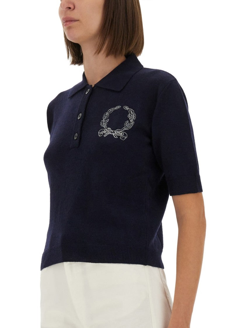 Moschino Short-Sleeve Wool Polo Shirt