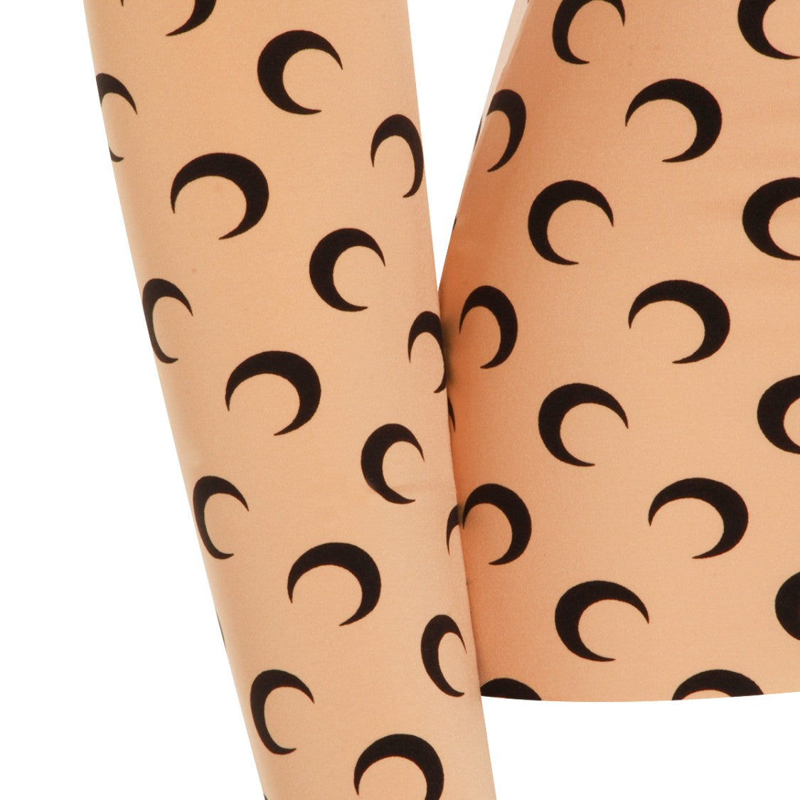 Marine Serre Beige Long-Sleeved Top With All-Over Crescent Moon Print