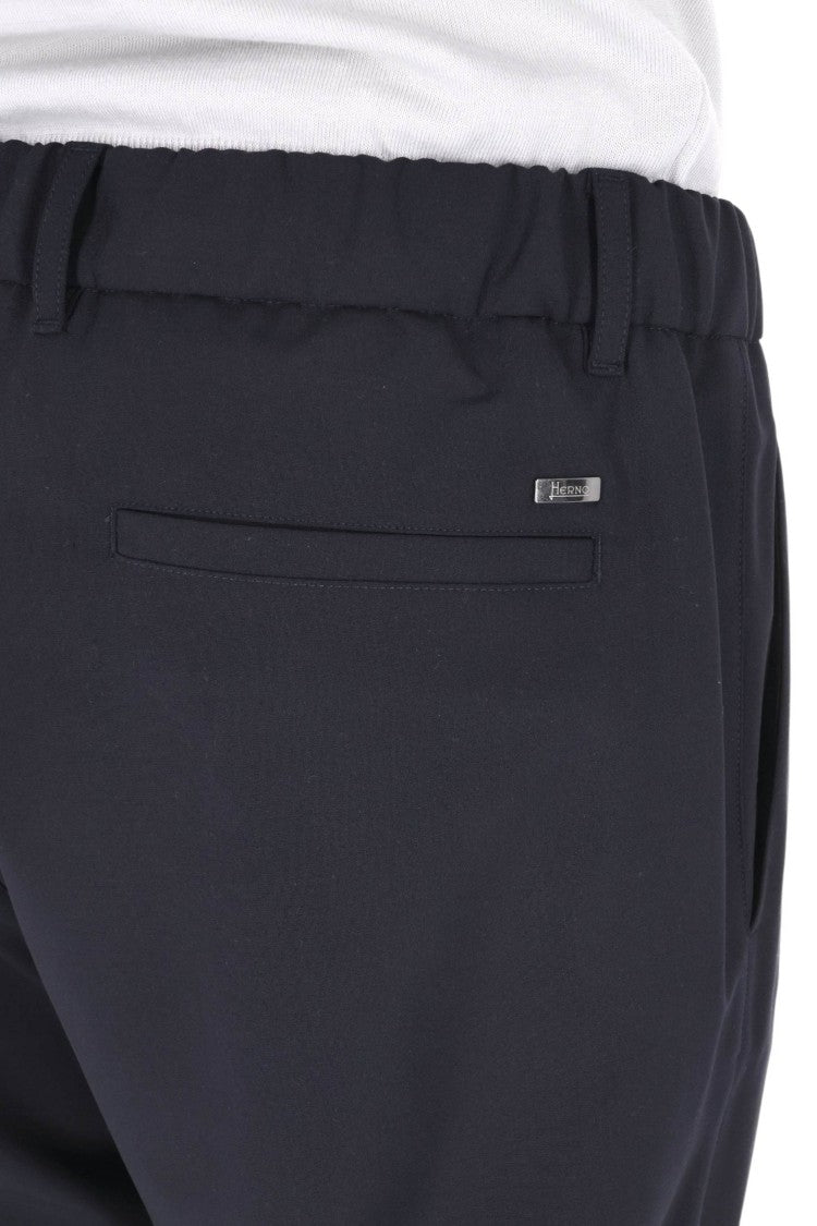 Herno Blue Technical Wool Drawstring Pants