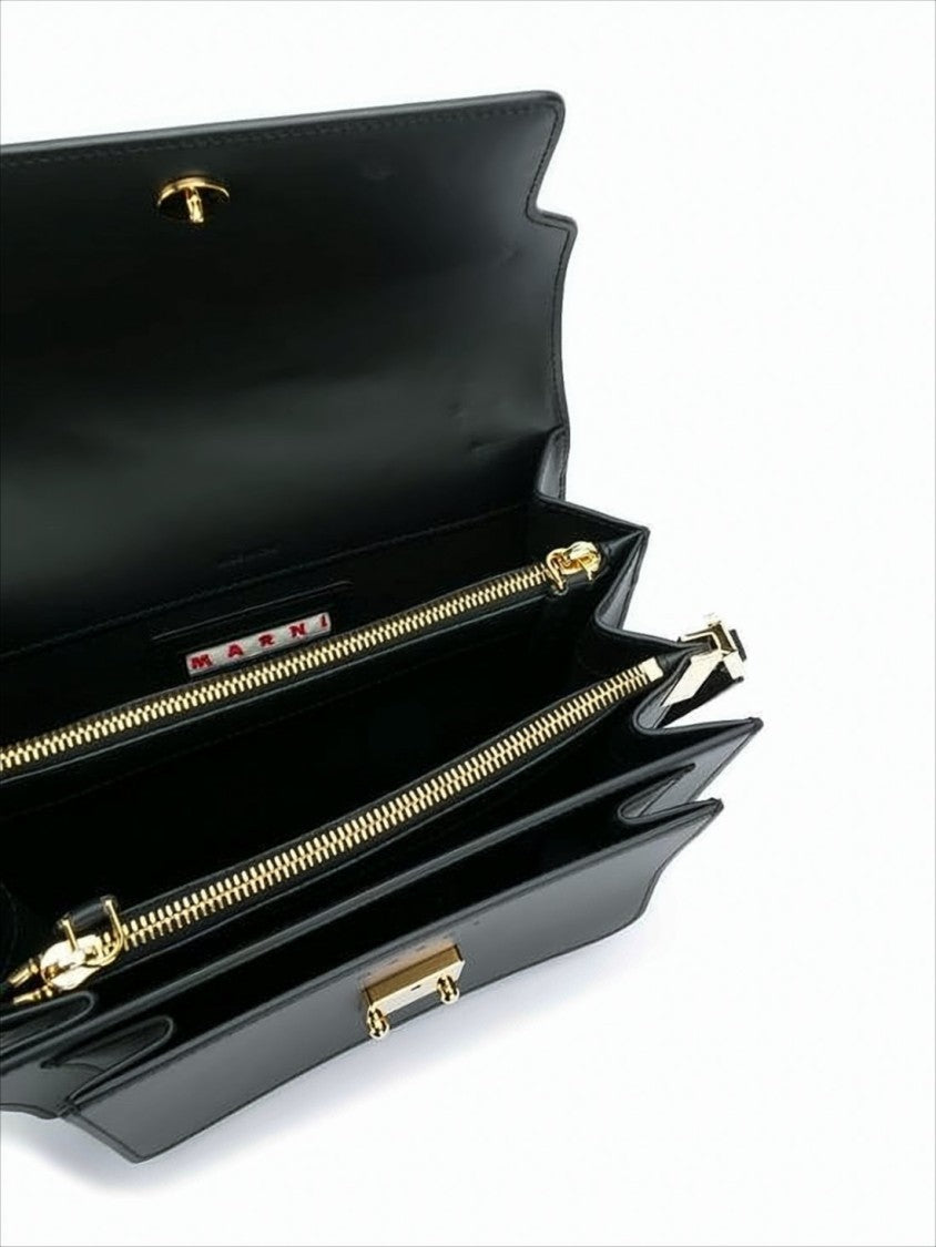 Marni Structured Black Calf Leather Crossbody Bag