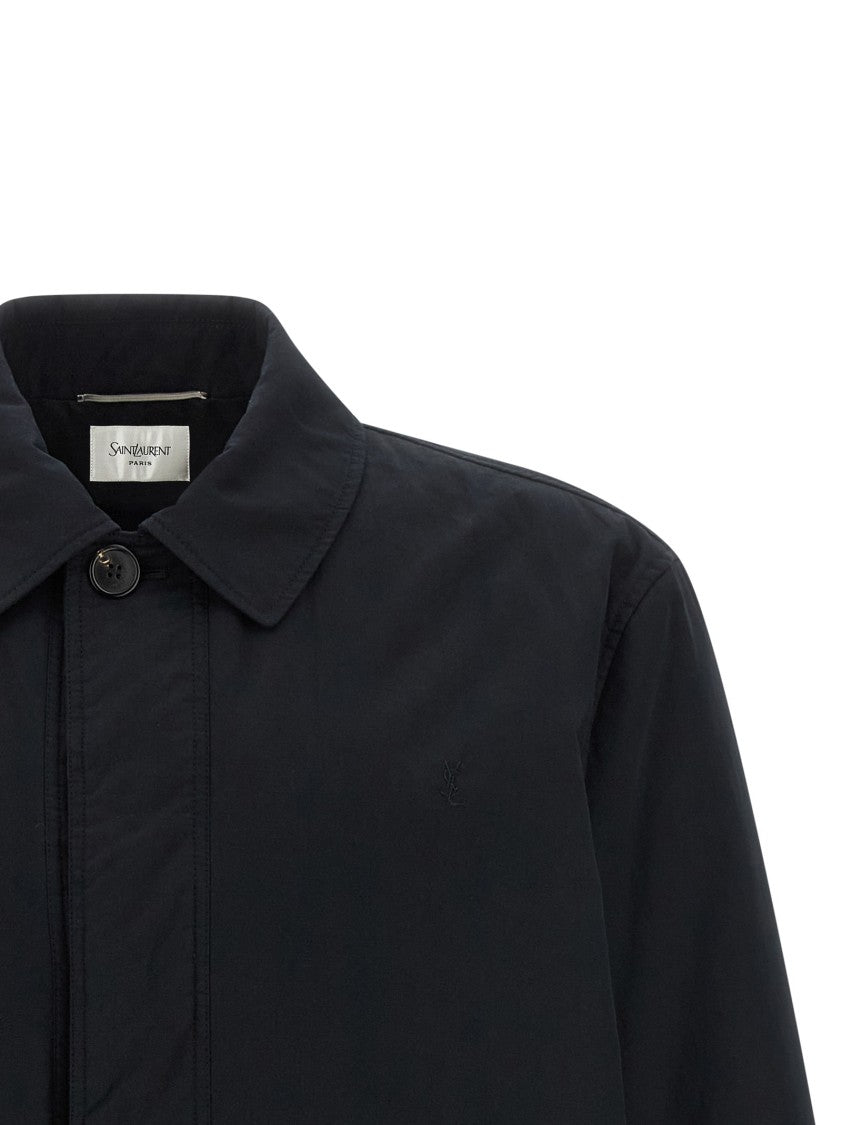 Saint Laurent 'Cassandre' Cotton Silk Logo Jacket