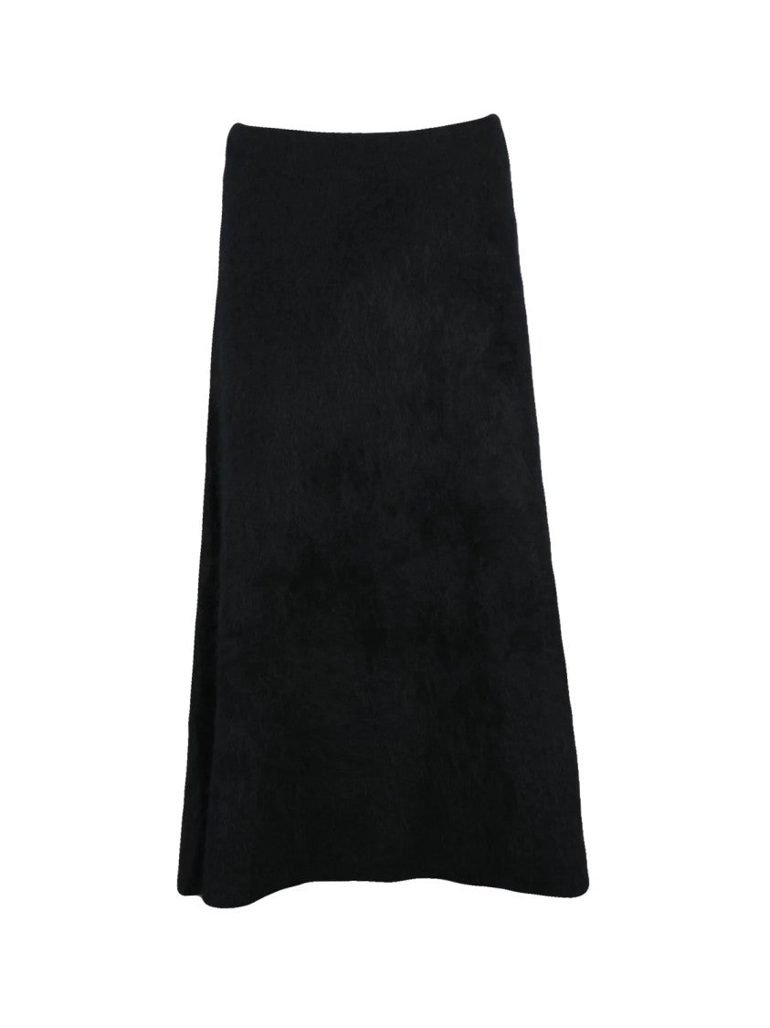Nude Black Cashmere Elasticated Long Knit Skirt