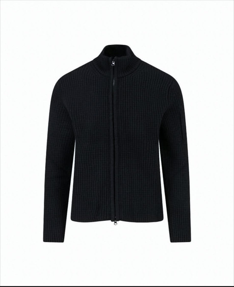 C.P. Company Ribbed Zip-Up Knitwear With High Collar And Front Zipper