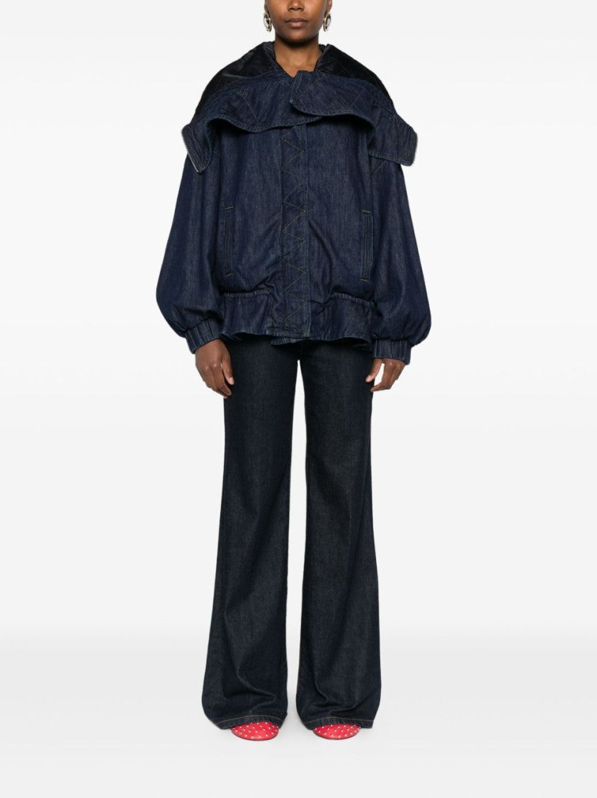 Dries Van Noten Voluminous Cape-Back Jacket With Oversized Collar