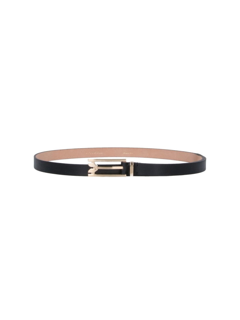 Victoria Beckham Slim Black Geometric Buckle Belt