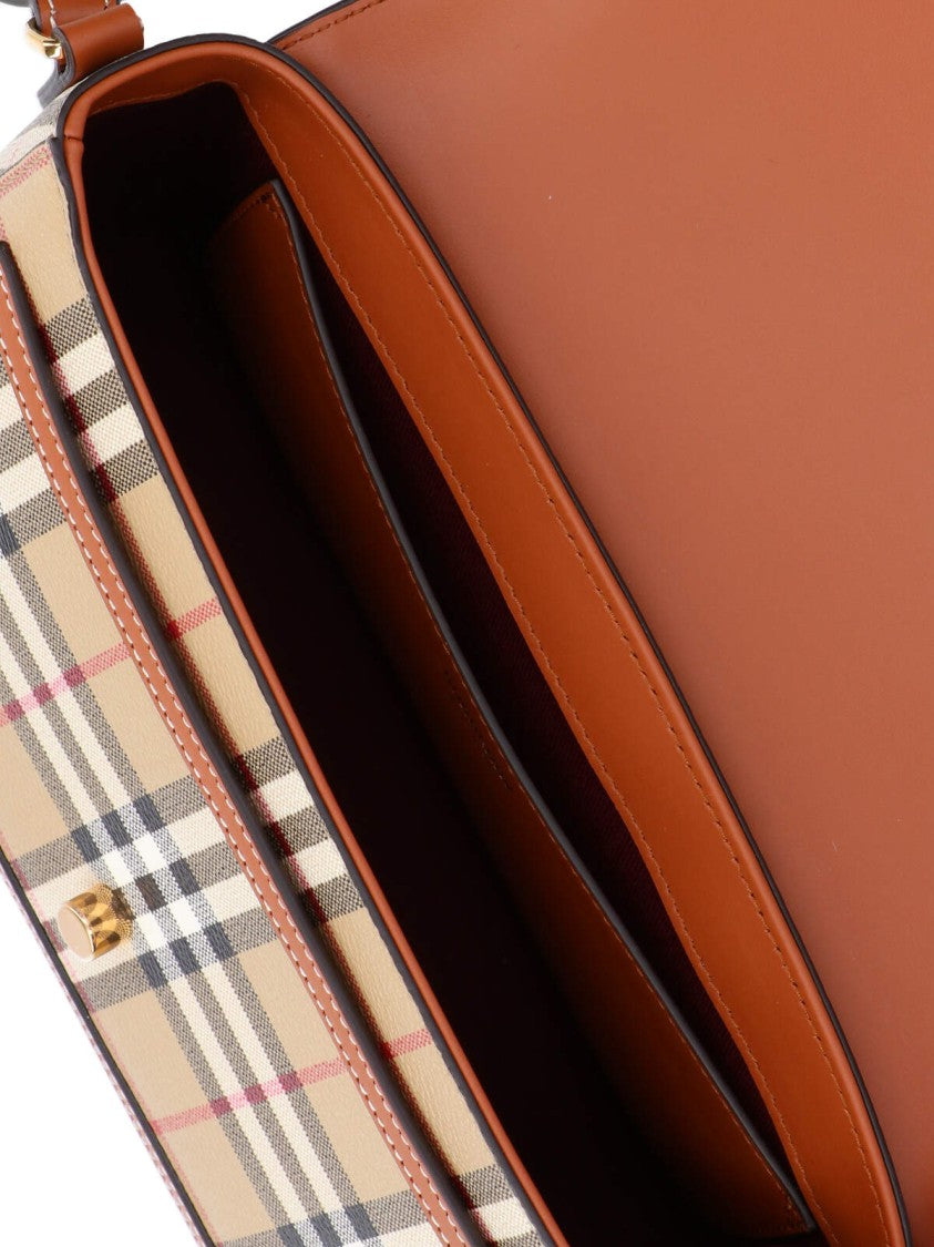 Burberry "Note" Check Crossbody Bag – Beige