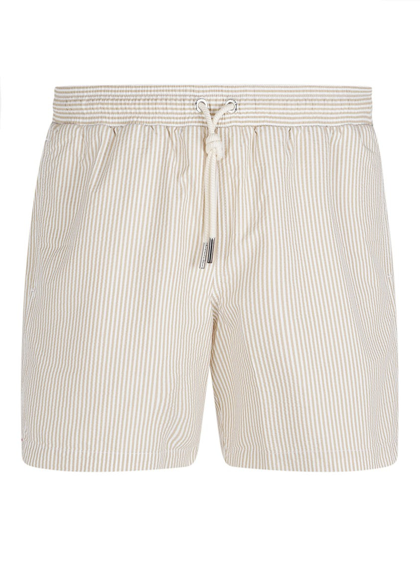 Orlebar Brown Neutral Vertical Stripe Drawstring Swim Shorts