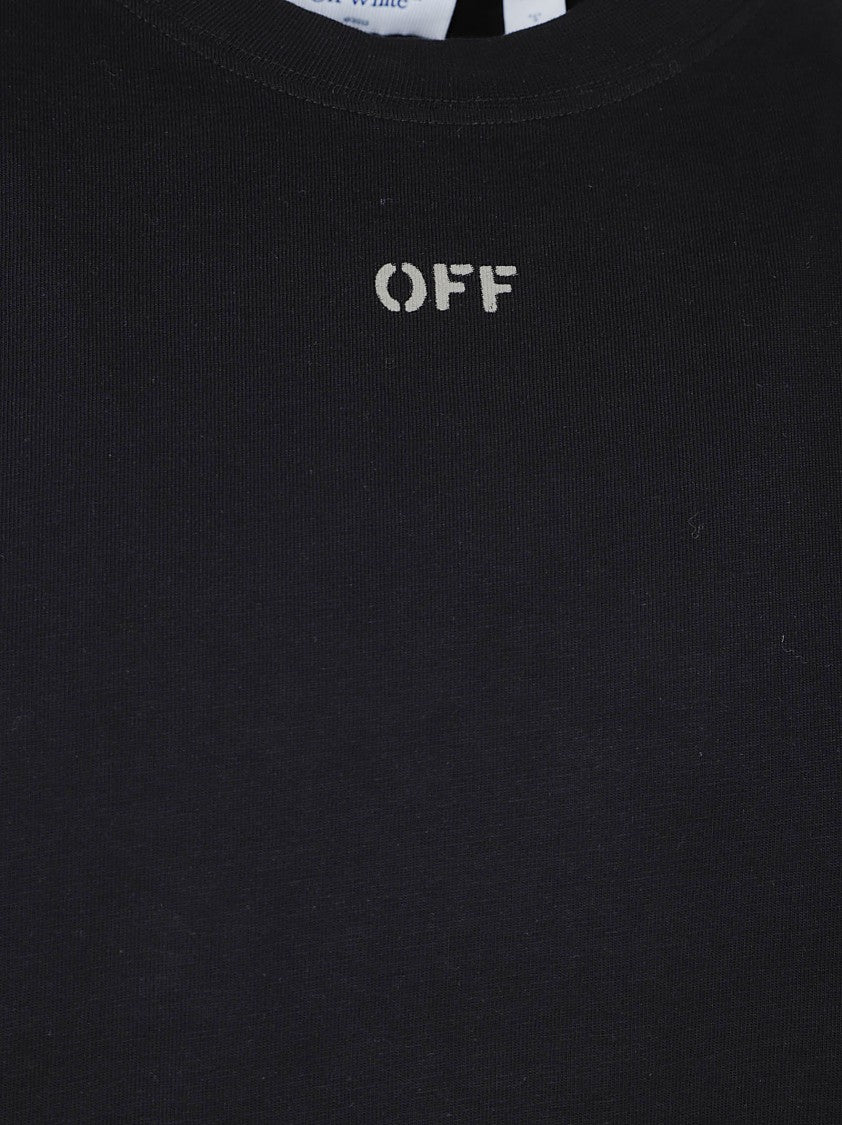 Off-White Boxy Cropped T-Shirt With Oversized Graphic Back
