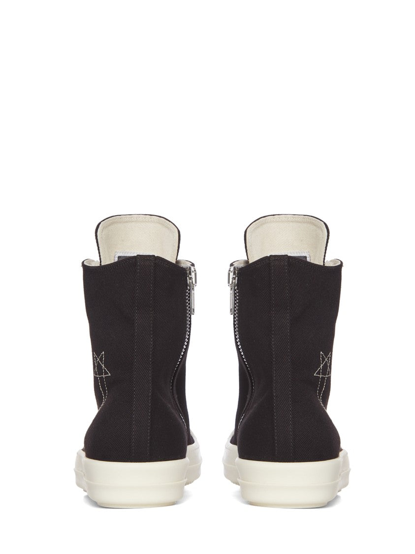 Drkshdw By Rick Owens High-Top Denim Sneakers With Stitched Star Detail