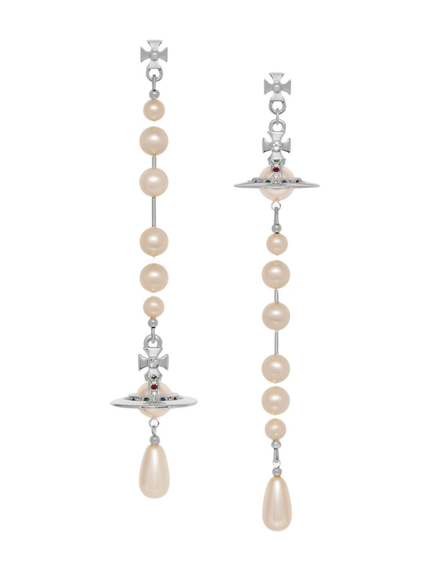 Vivienne Westwood White Broken Pearl Brass Earrings