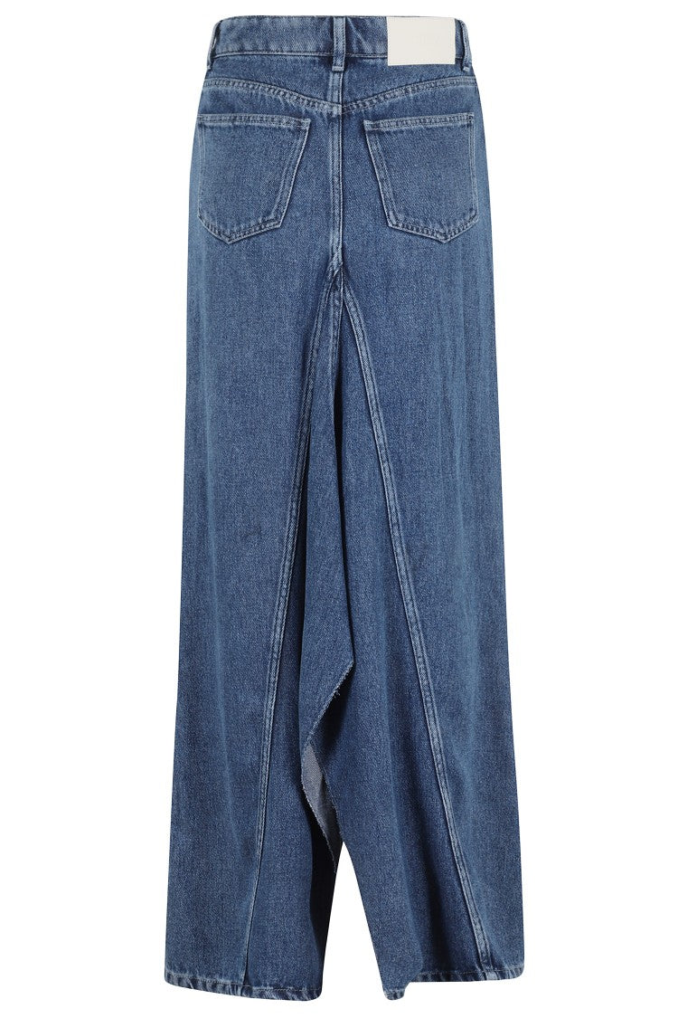 Erika Cavallini Denim Skirt With Unique Front