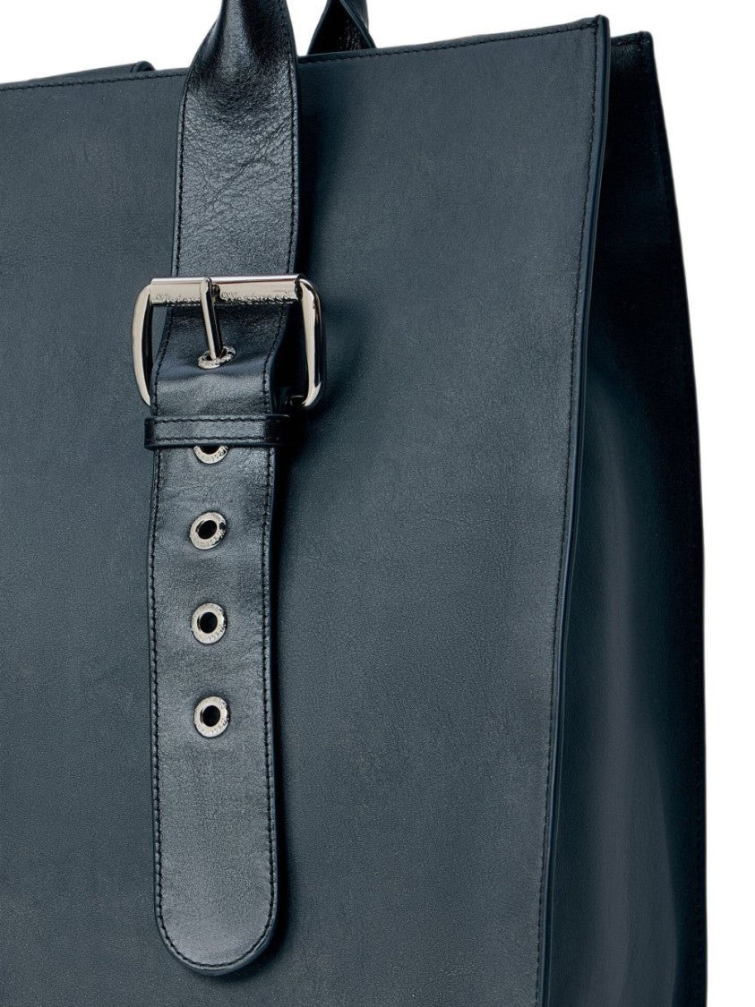 Vivienne Westwood Rectangular Handbag With Buckle Straps And Polished Accents