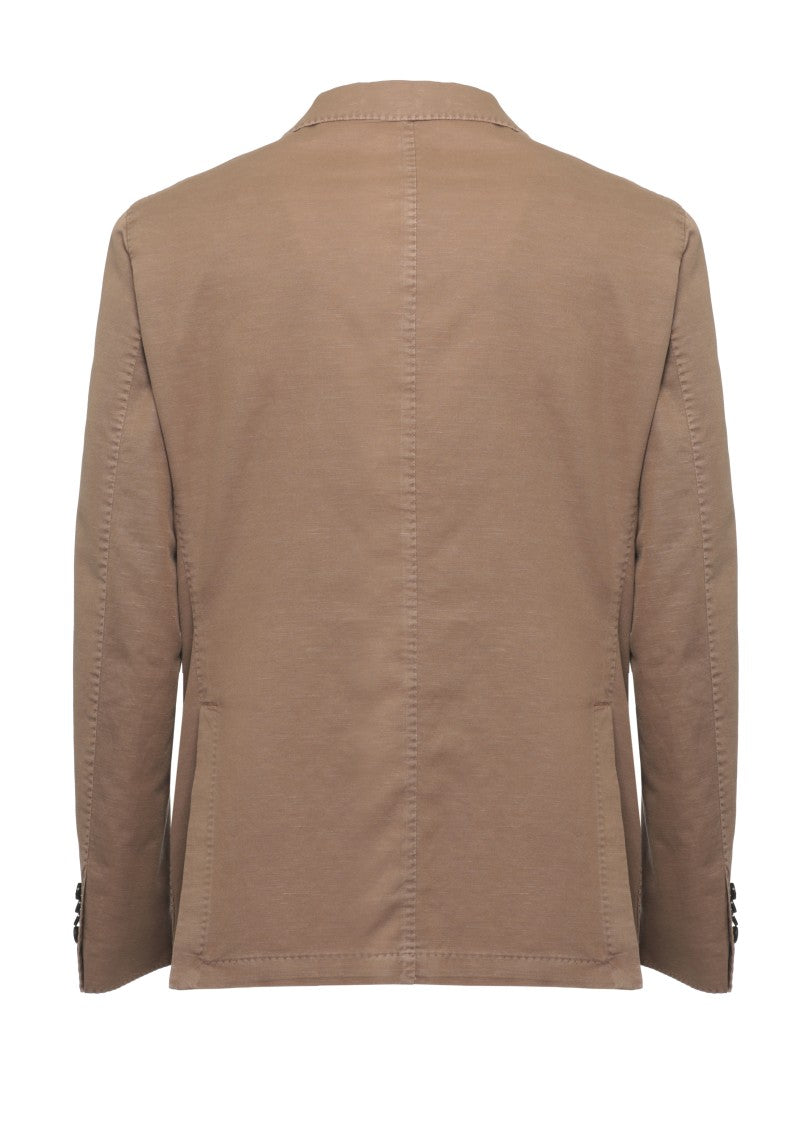 Lubiam Brown Classic Lapel Cotton-Linen Blazer
