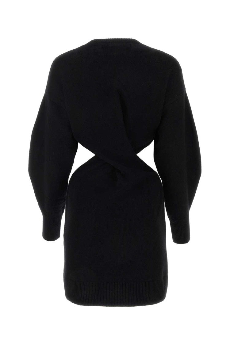 Alexander Mcqueen Black Wool Blend Dress