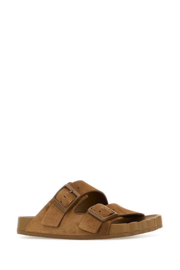 Balenciaga Camel Suede Sunday Slippers