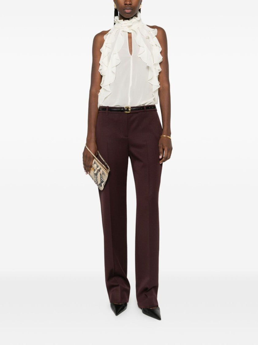 Alexander Mcqueen Silk Top With High Ruffled Neckline