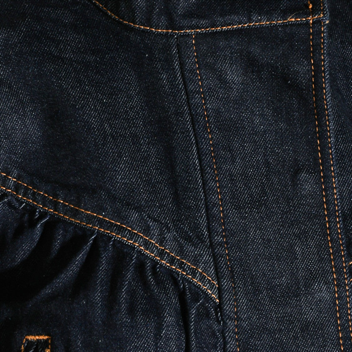 Zimmermann Cropped High Collar Gathered Dark Denim Jacket