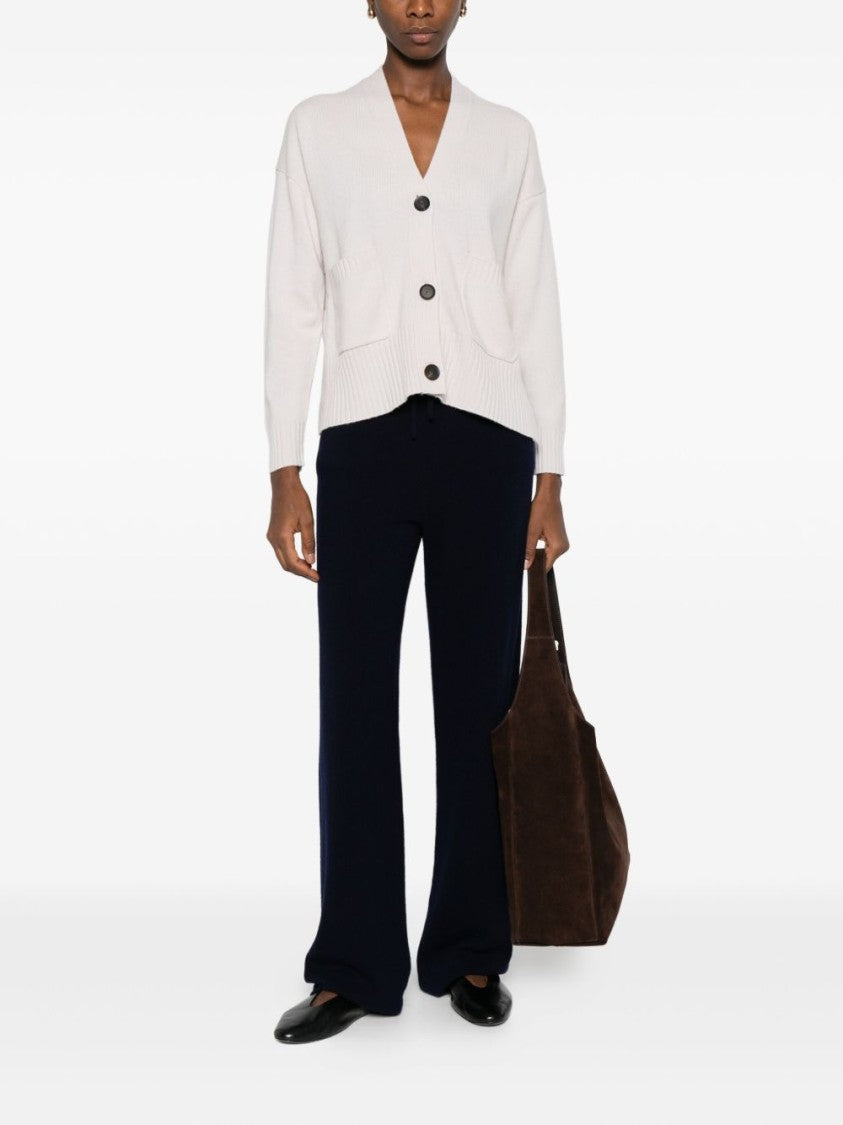 Alpha Studio White Wool-Cashmere Blend Cardigan With Front Buttons