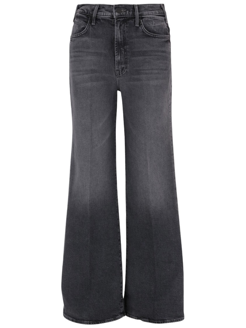 Mother Dark Gray Stretch Cotton Jeans With Classic Five-Pocket Design