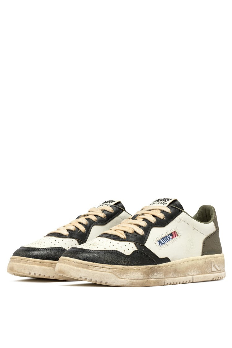 Autry Super Vintage Sneakers With Cracked Leather Back