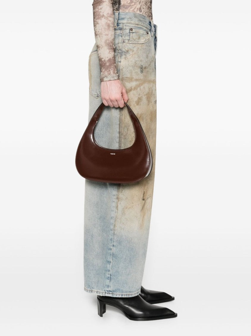 Coperni Crescent-Shaped Brown Leather Shoulder Bag