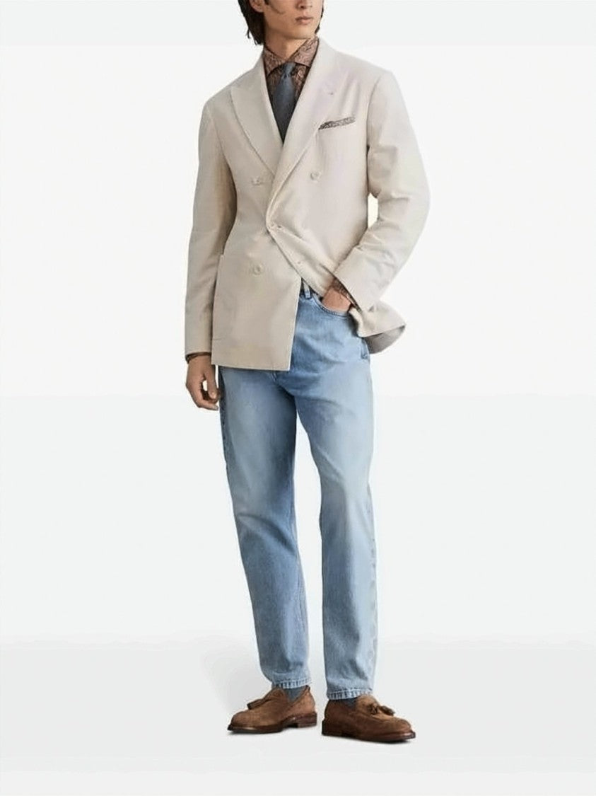 Brunello Cucinelli Light Wash Denim Pants With Classic Five-Pocket Design