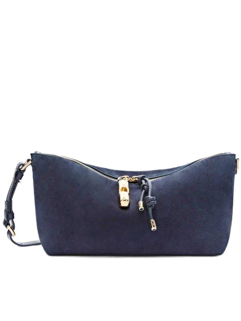 Furla Deep Ocean Blue Debby Mini Suede Bag