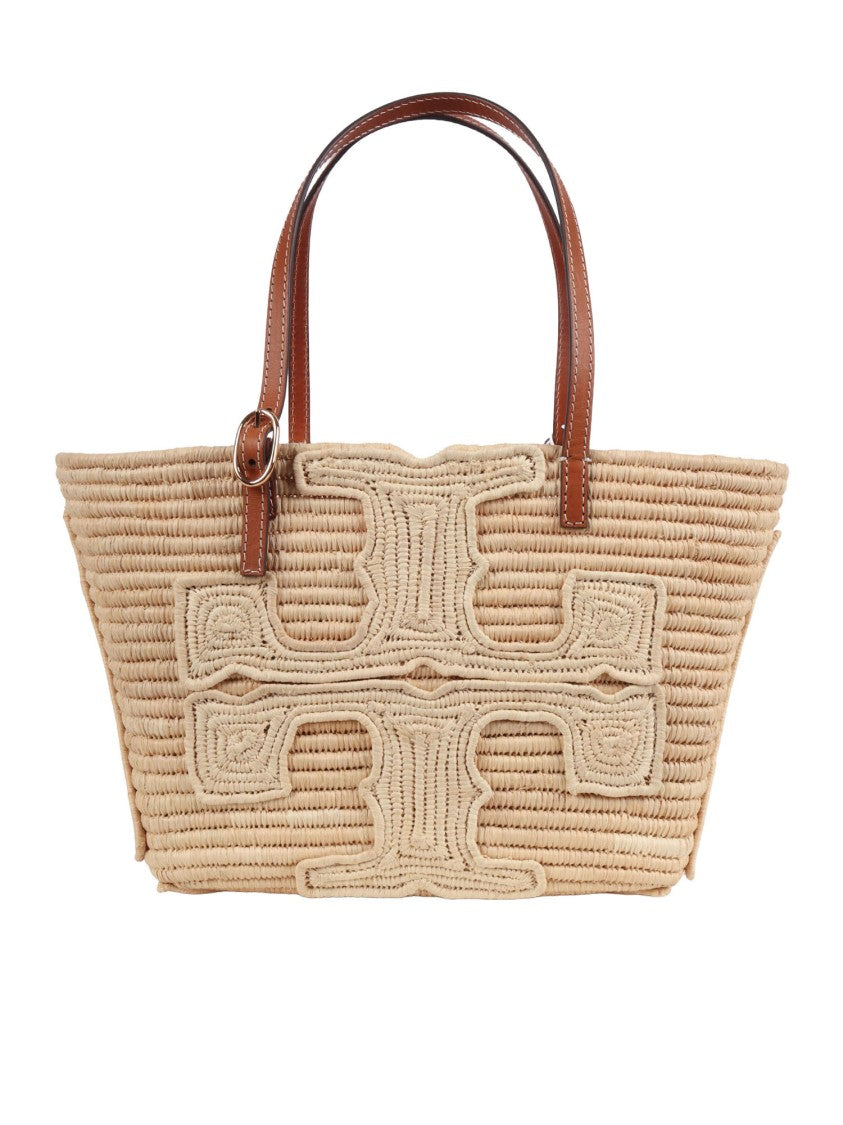 Tory Burch Ella Structured Raffia Small Tote Bag
