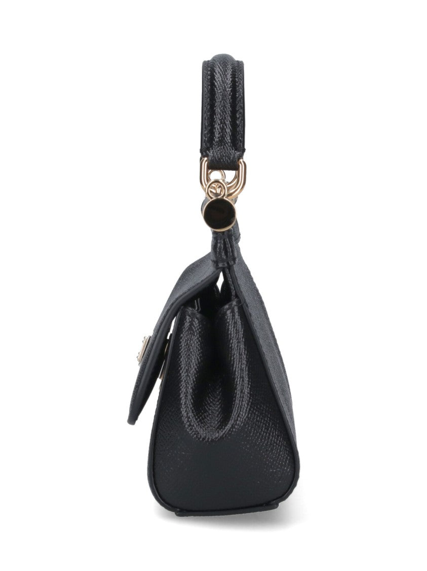 Dolce & Gabbana Structured Black Calfskin Handbag With Magnetic Closure