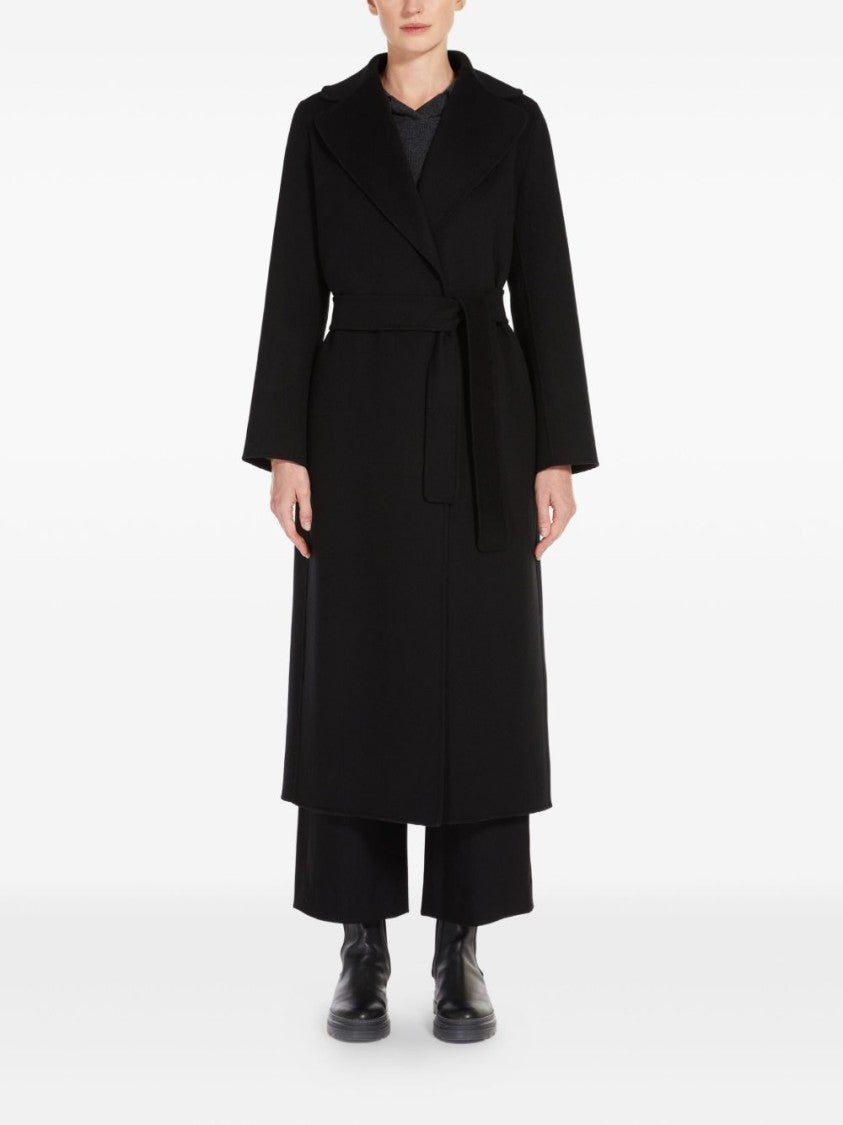 Max Mara Double Draped Black Wrap Coat