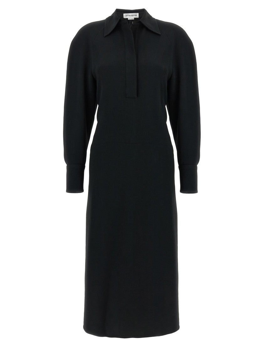 Victoria Beckham 'Long Sleeve Polo Collar Midi' Dress