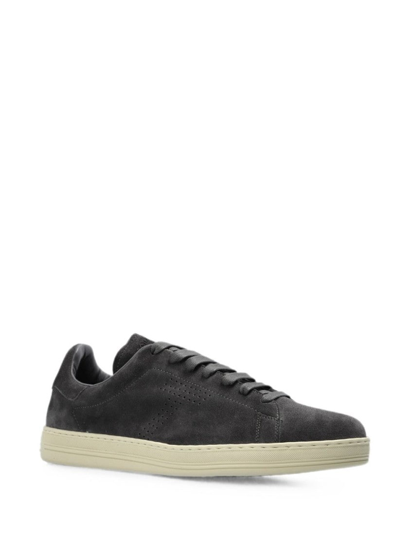 Tom Ford Black Suede Low-Top Contrasting Sneakers