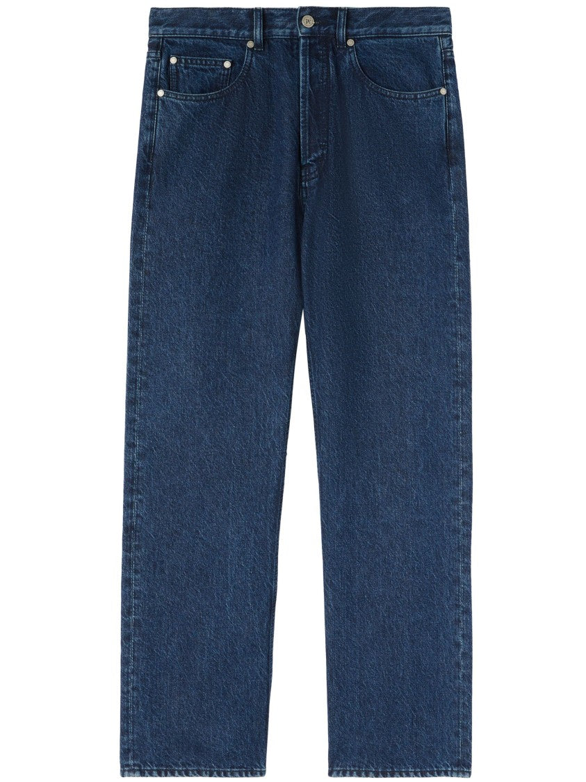 Palm Angels Dark Blue Classic Logo Cotton Denim Jeans