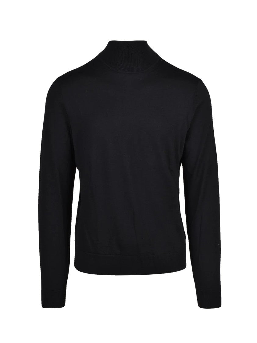 Boss Black Virgin Wool-Silk Mock Neck Sweater