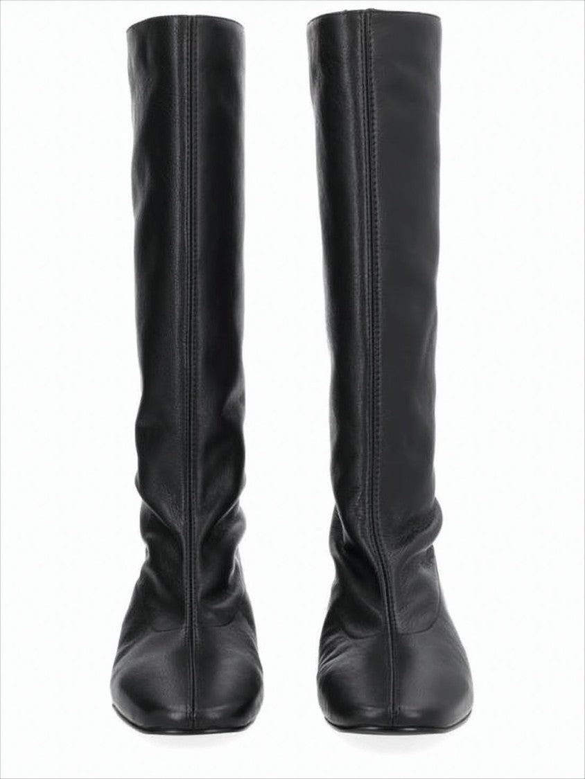 Paloma Wool Sleek Mid-Calf Leather Boots With Pointed Toe