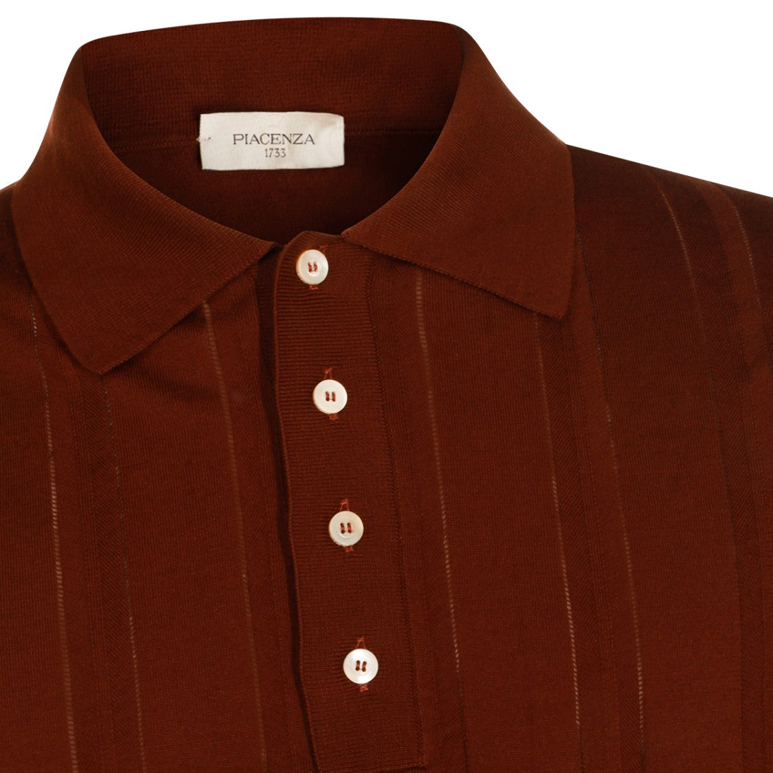 Piacenza Cashmere Relaxed Fit Polo Shirt With Vertical Stripe Detailing