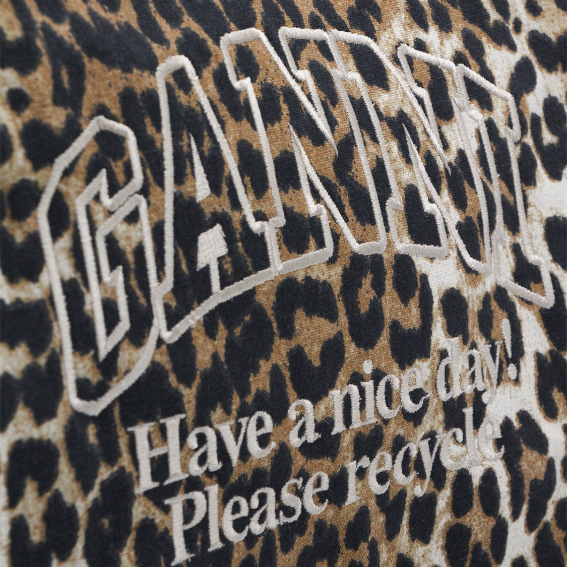 Ganni Leopard Cotton Tote