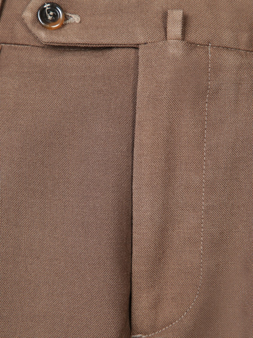 Dell'oglio Tailored Brown Trousers With Subtle Pleats