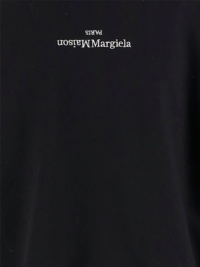 Maison Margiela Hooded Black Sweater With Iconic Logo Print
