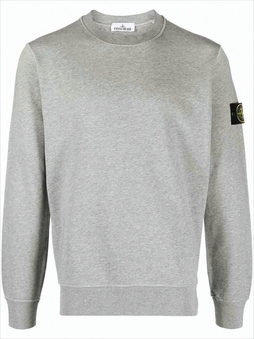 Stone Island Grey Long-Sleeve Sweatshirt With Patch Logo