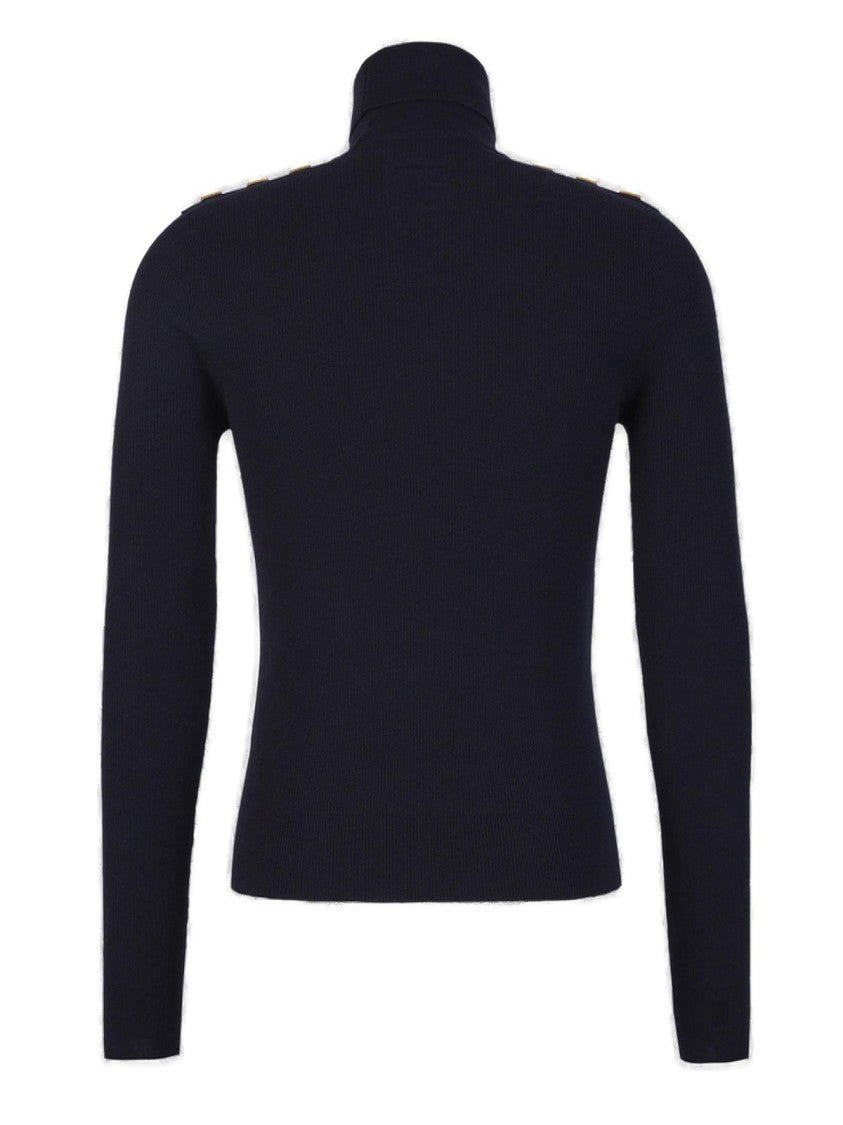 Balmain Shoulder Buttoned Turtleneck